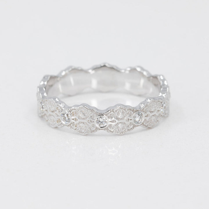 Aria Lace Wedding Ring with Eternity Diamonds
