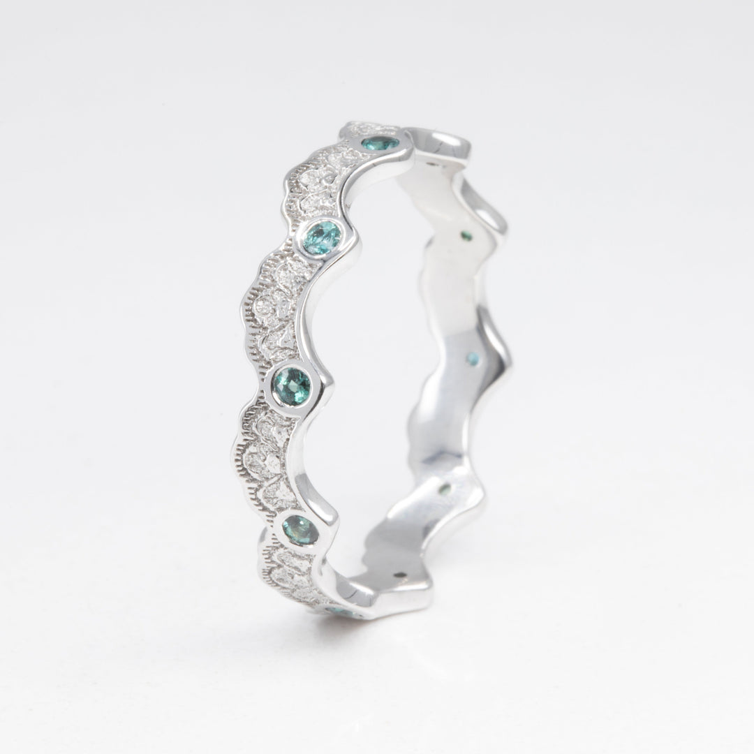 Aury Lace Wedding Ring with Eternity Alexandrites