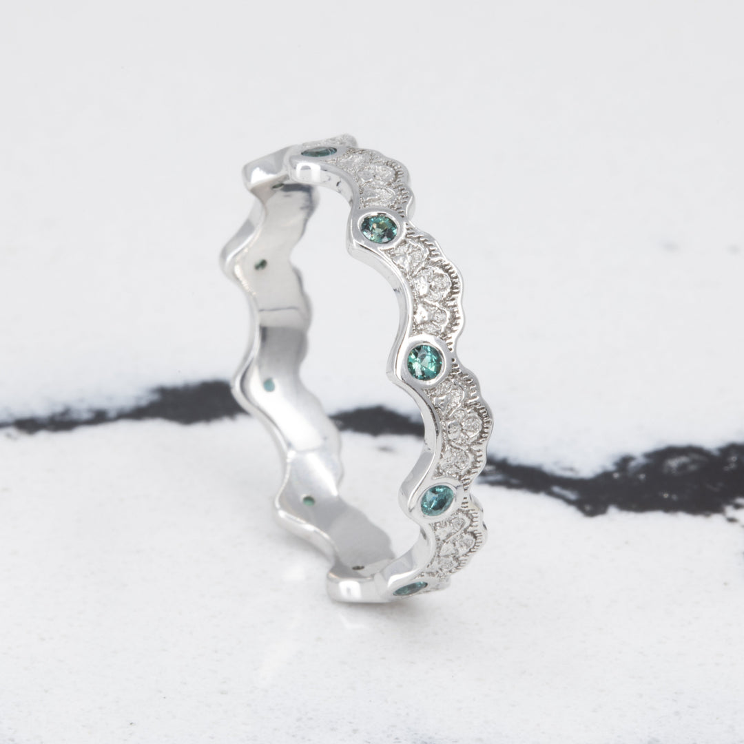 Aury Lace Wedding Ring with Eternity Alexandrites