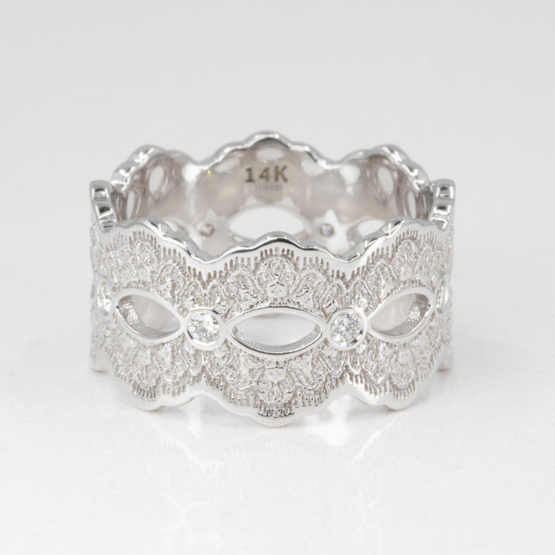 Celeste Lace Wedding Ring with Eternity Diamonds