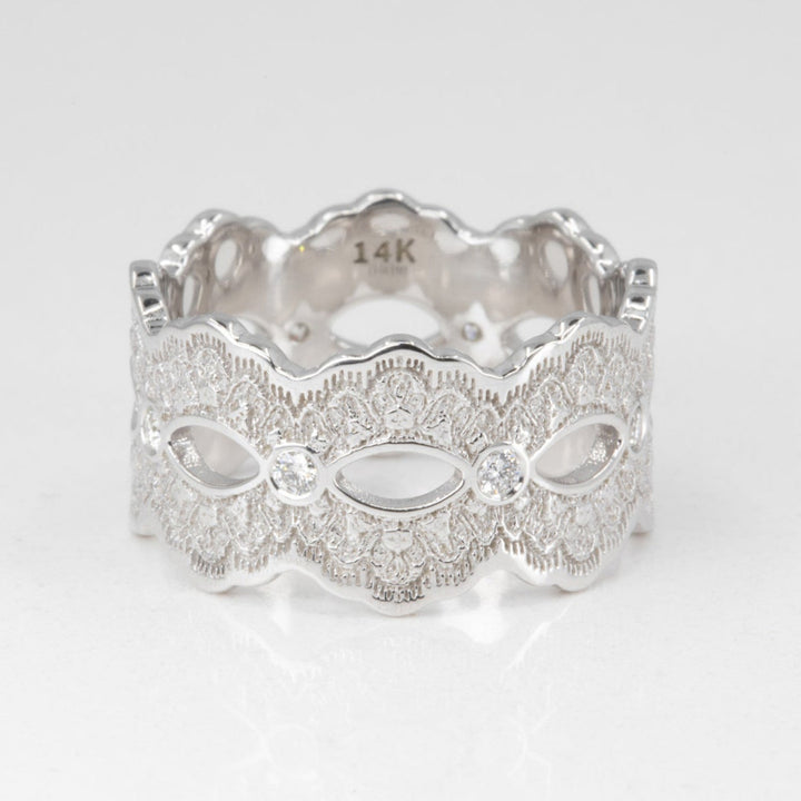Celeste Lace Wedding Ring with Eternity Diamonds