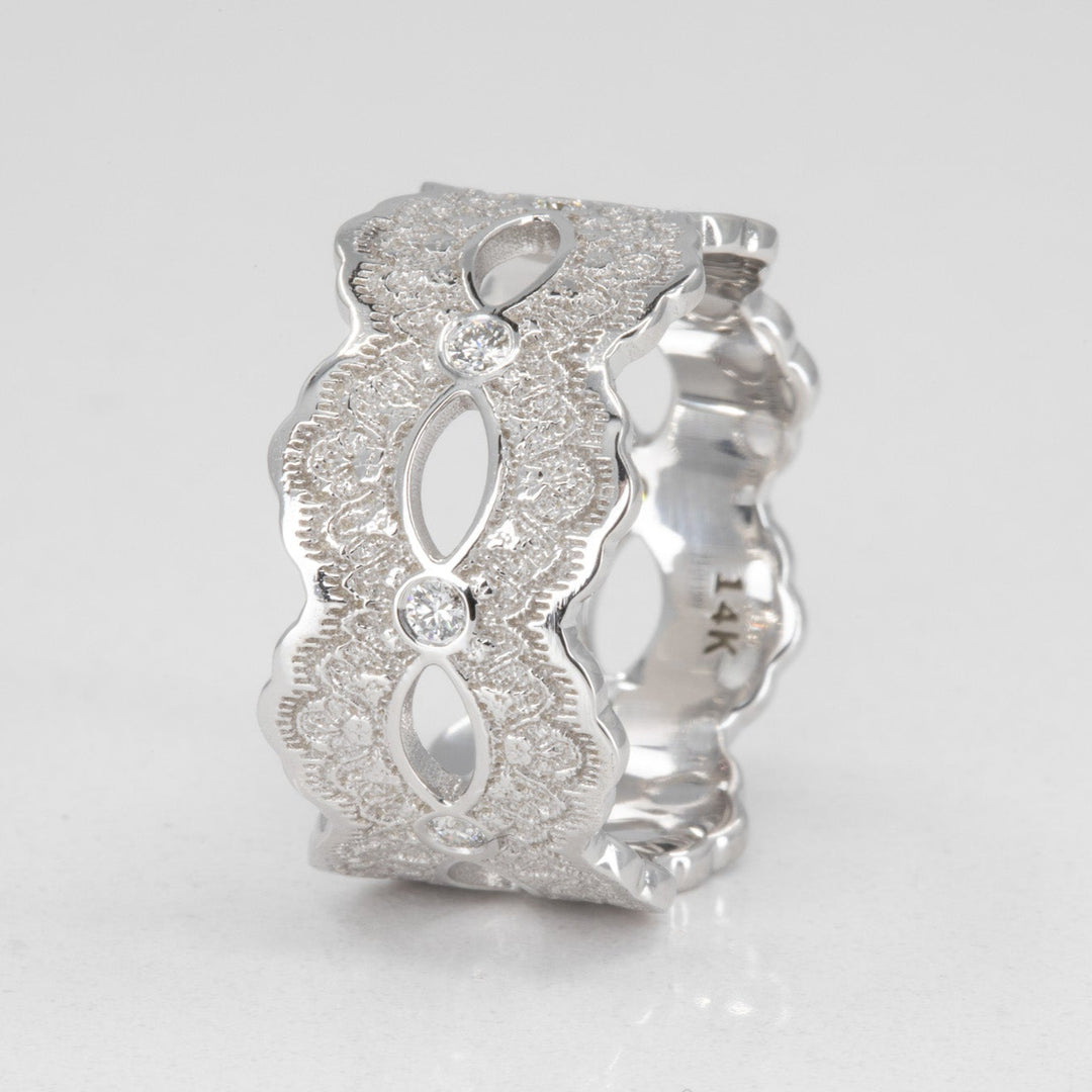 Celeste Lace Wedding Ring with Eternity Diamonds