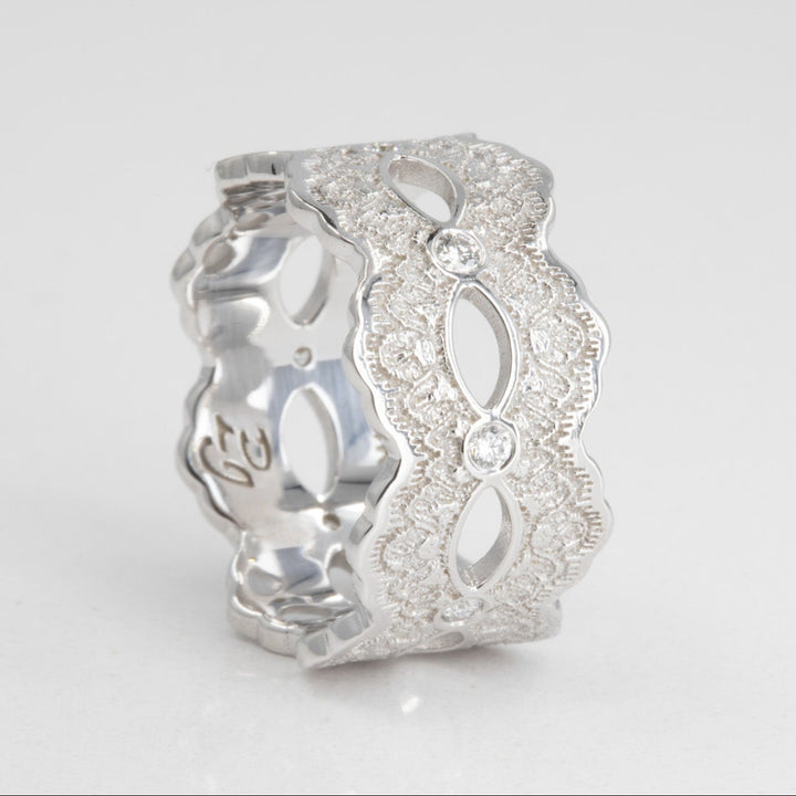 Celeste Lace Wedding Ring with Eternity Diamonds