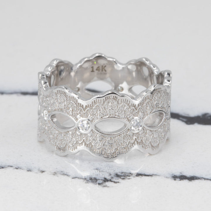Celeste Lace Wedding Ring with Eternity Diamonds