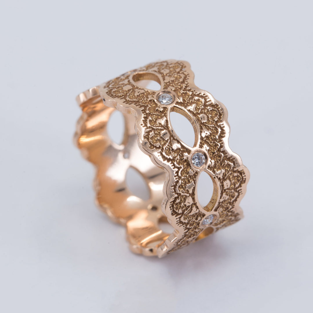 Celeste Lace Wedding Ring with Eternity Diamonds