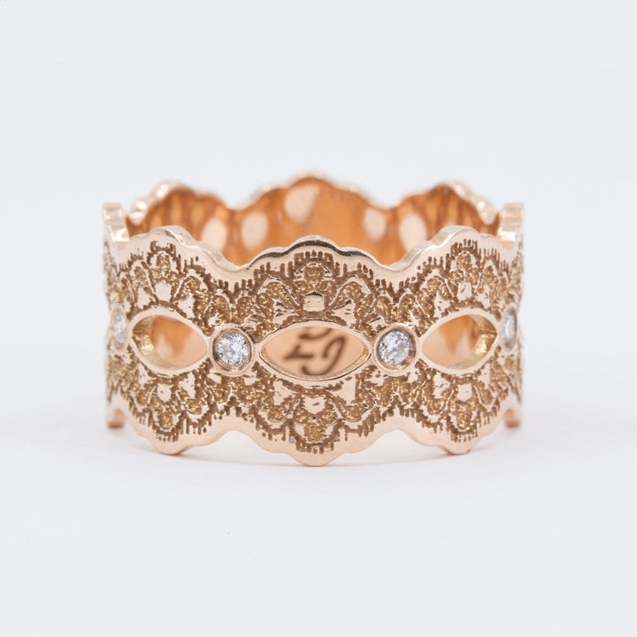 Celeste Lace Wedding Ring with Eternity Diamonds