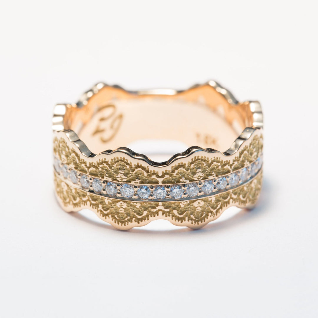 Esme Lace Wedding Ring with Eternity Diamonds