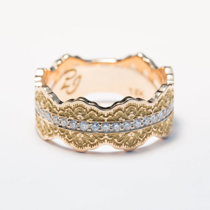 Esme Lace Wedding Ring with Eternity Diamonds
