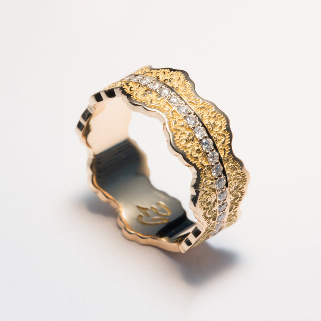 Esme Lace Wedding Ring with Eternity Diamonds