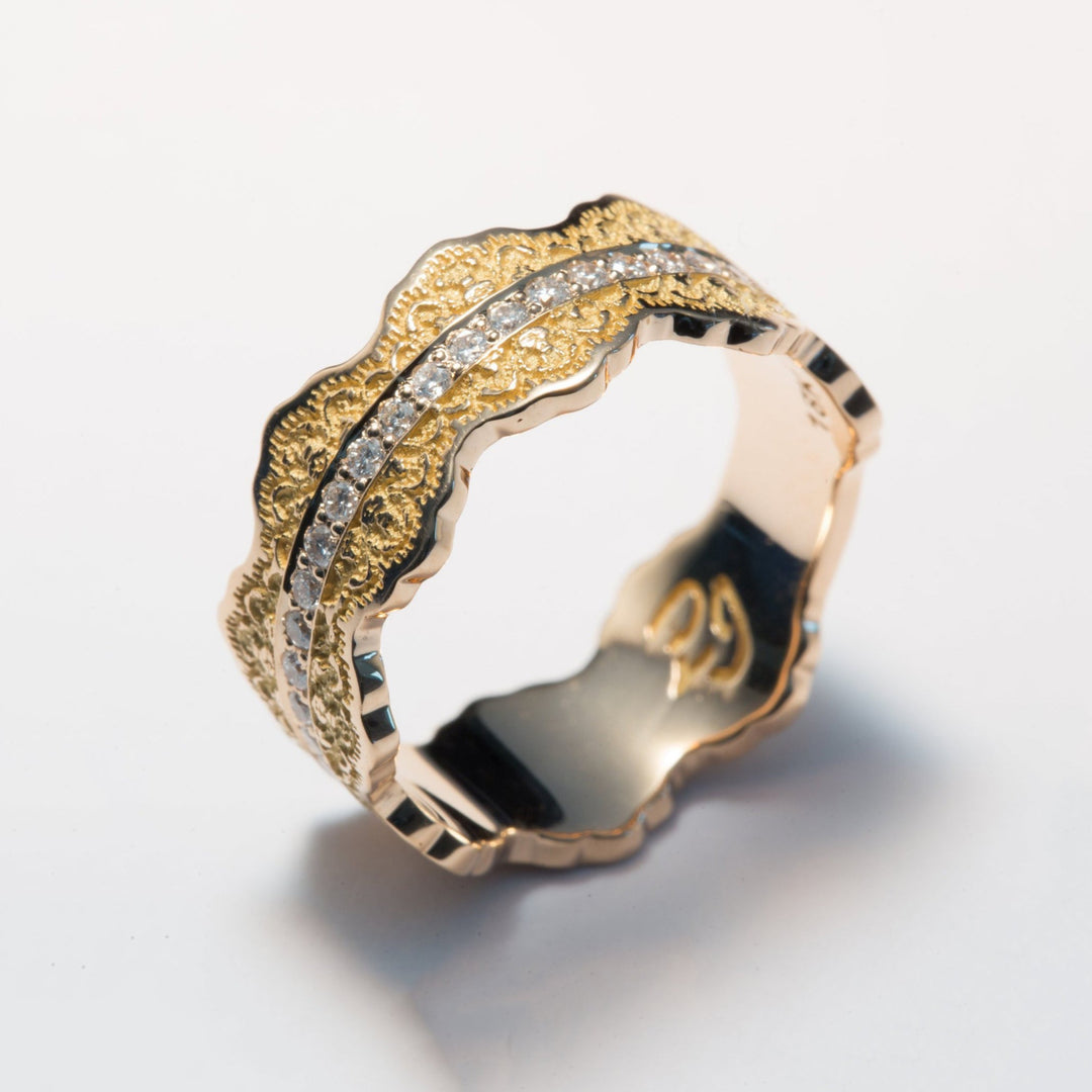 Esme Lace Wedding Ring with Eternity Diamonds