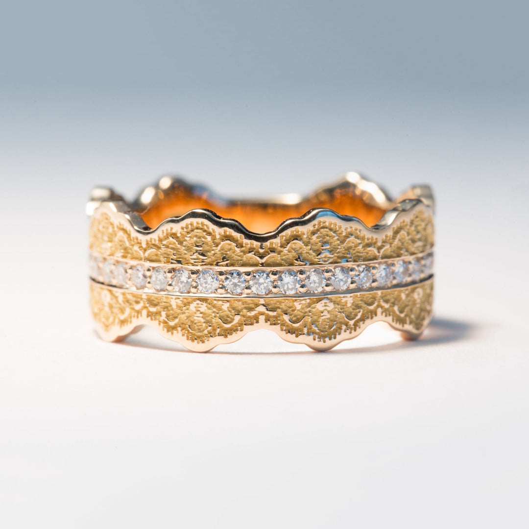 Esme Lace Wedding Ring with Eternity Diamonds