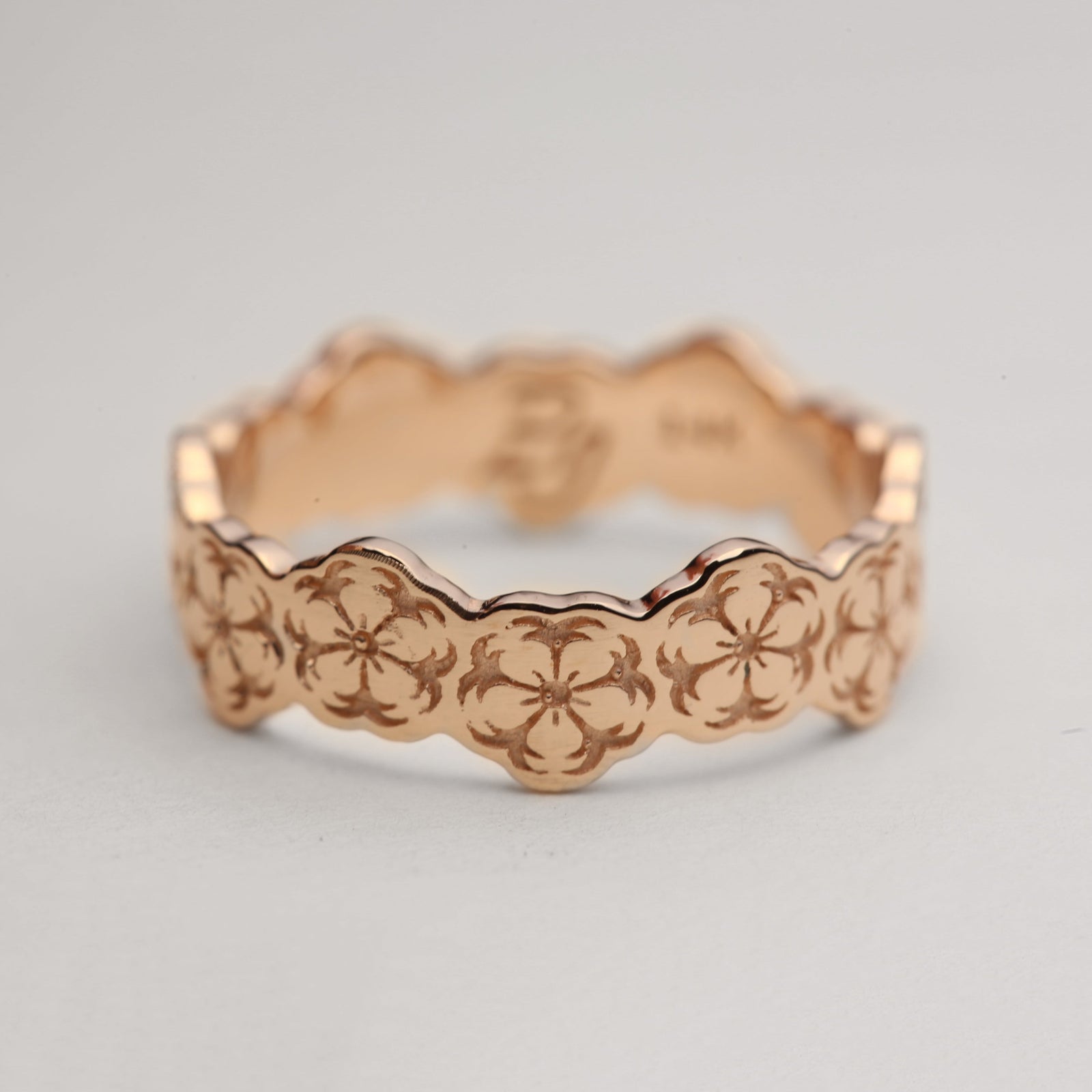 Sakura Cherry Blossom Wedding Ring — 4mm Blossoms in 14K Yellow Gold