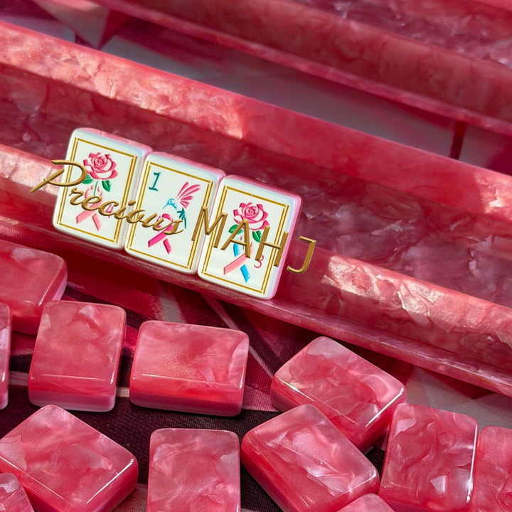 Pink Spinel Mahjong Tiles for Breast Cancer Awareness