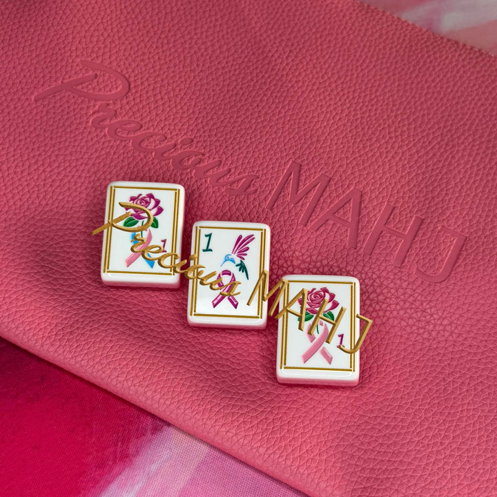 Pink Spinel Mahjong Tiles for Breast Cancer Awareness