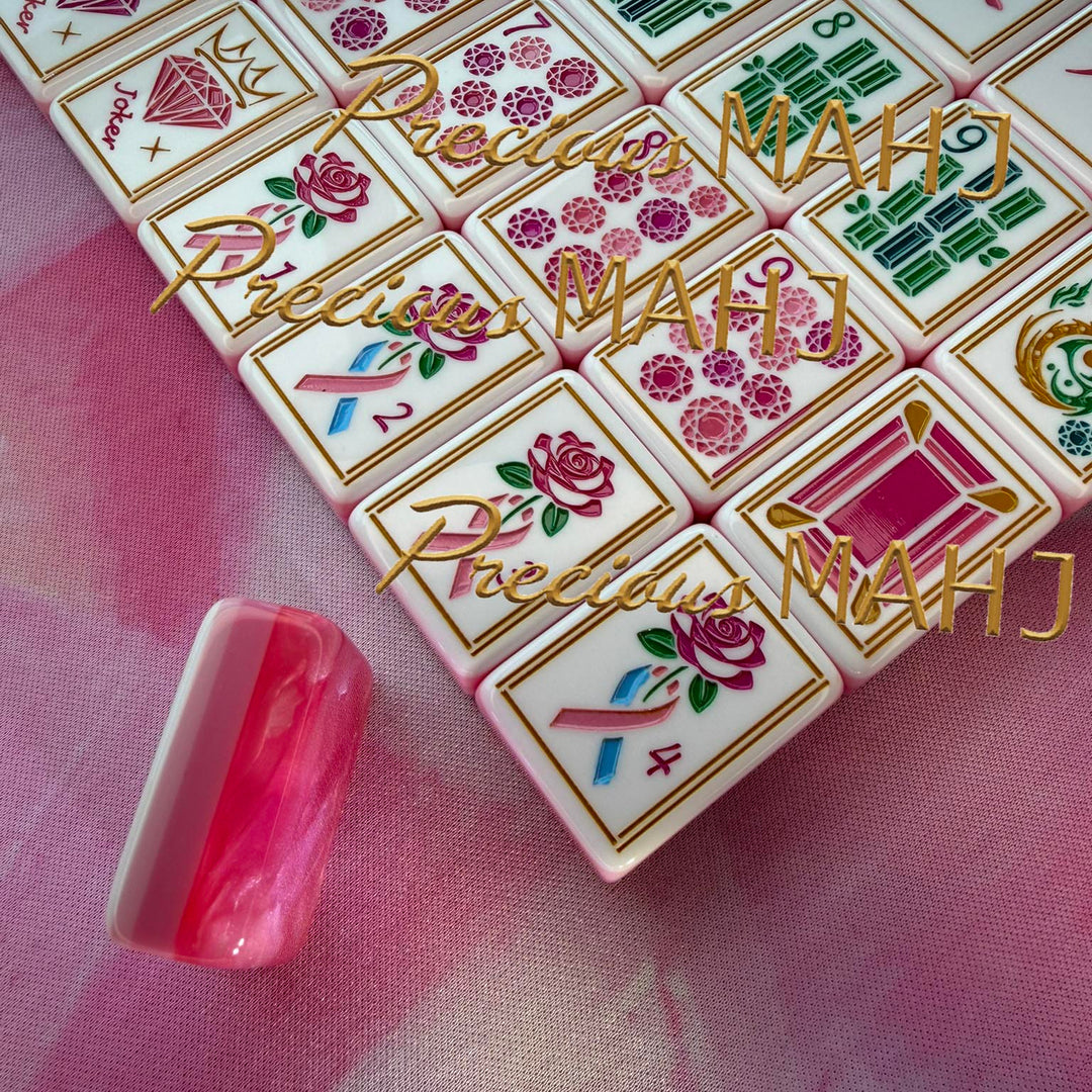 Pink Spinel Mahjong Tiles for Breast Cancer Awareness