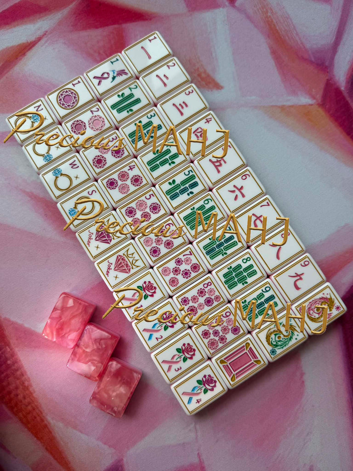 Pink Spinel Mahjong Tiles for Breast Cancer Awareness