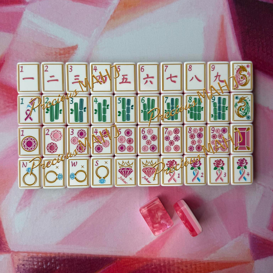 Pink Spinel Mahjong Tiles for Breast Cancer Awareness