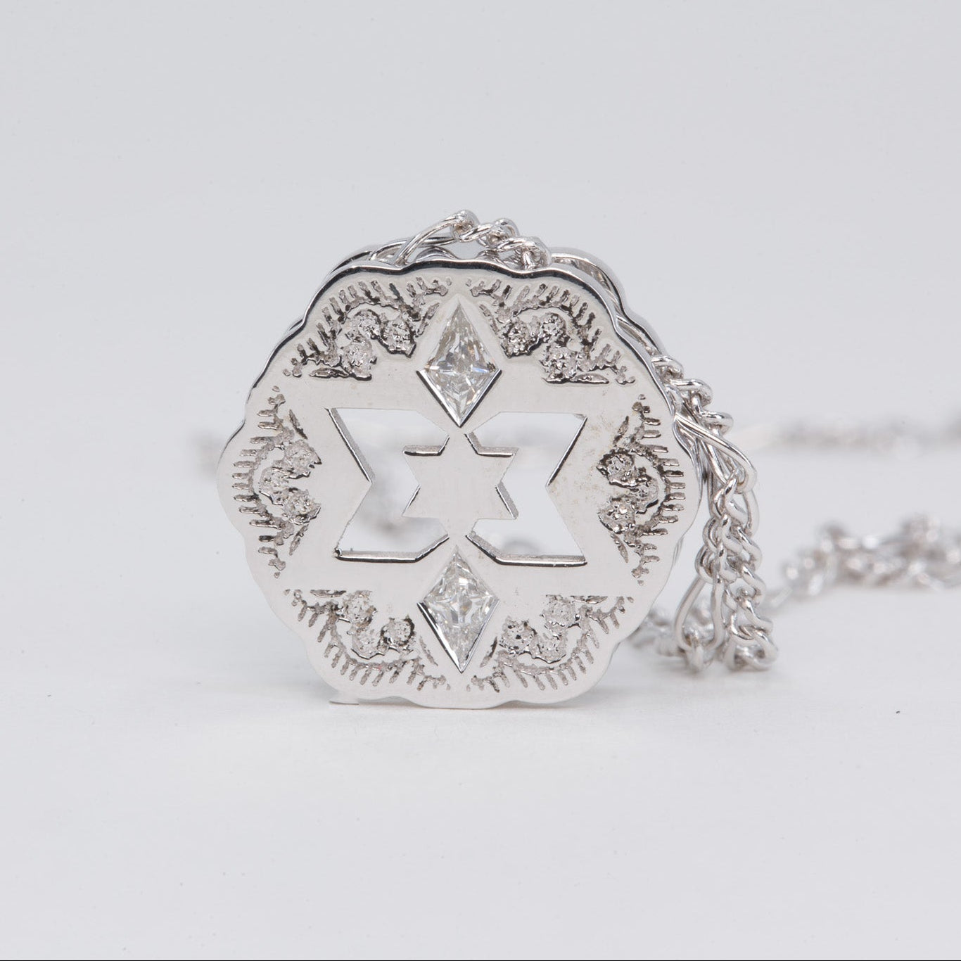 Orli Star of David Lace Pendant with Kite Diamonds in 14K Yellow Gold – view 2