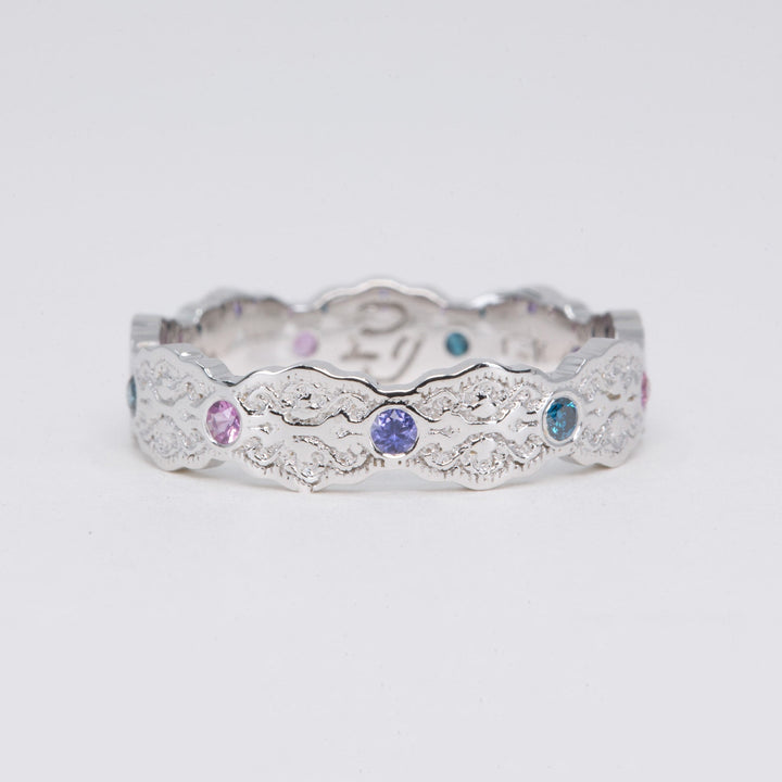 Aria Lace Ring with Birthstones