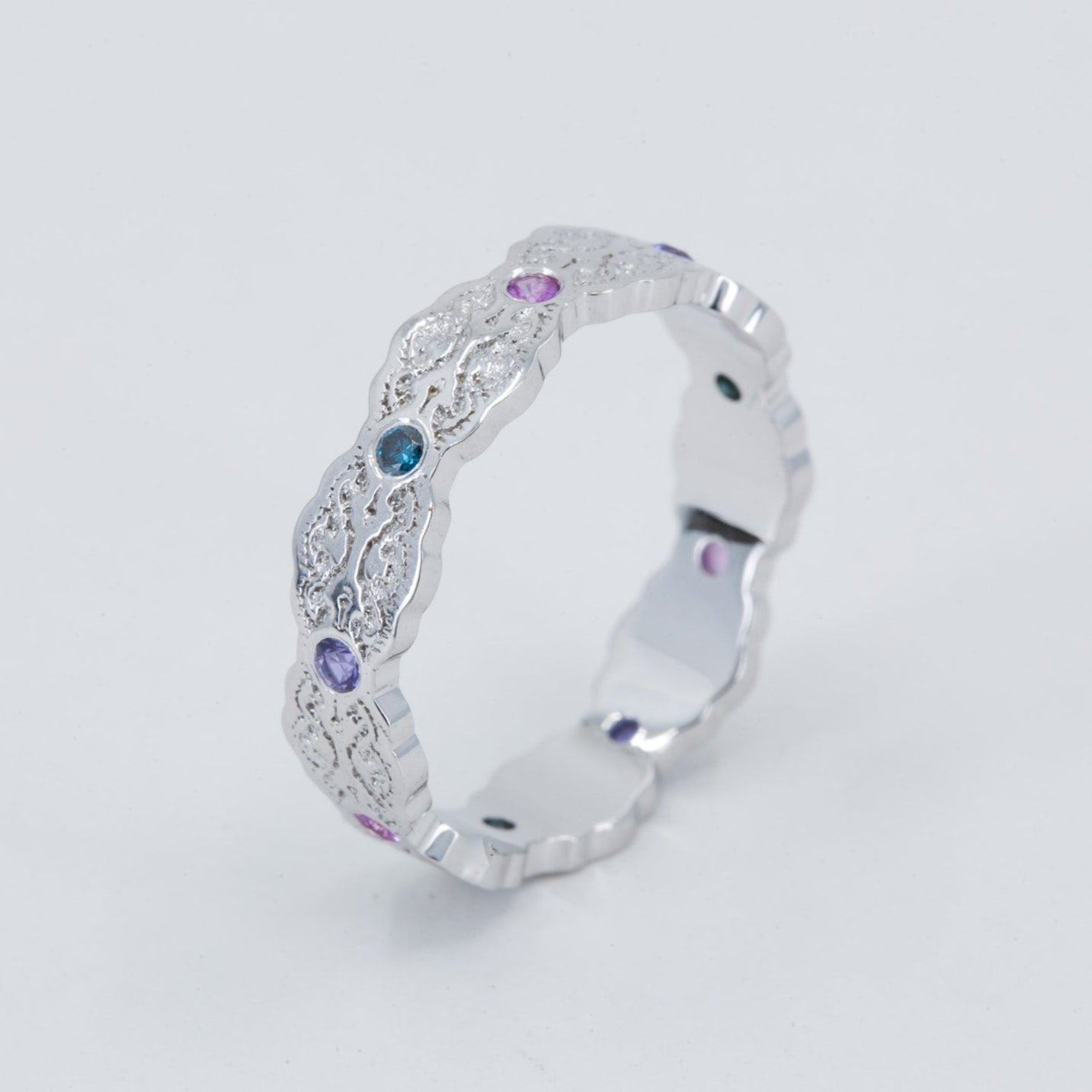 Aria Lace Ring with Birthstones in 14K Yellow Gold – view 2