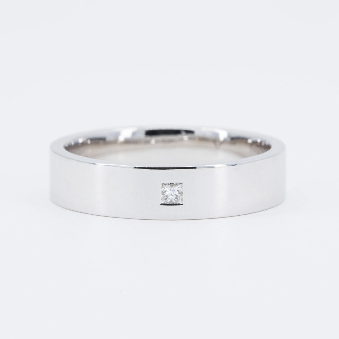 Ezra Men's Wedding Band with Princess Cut Diamond