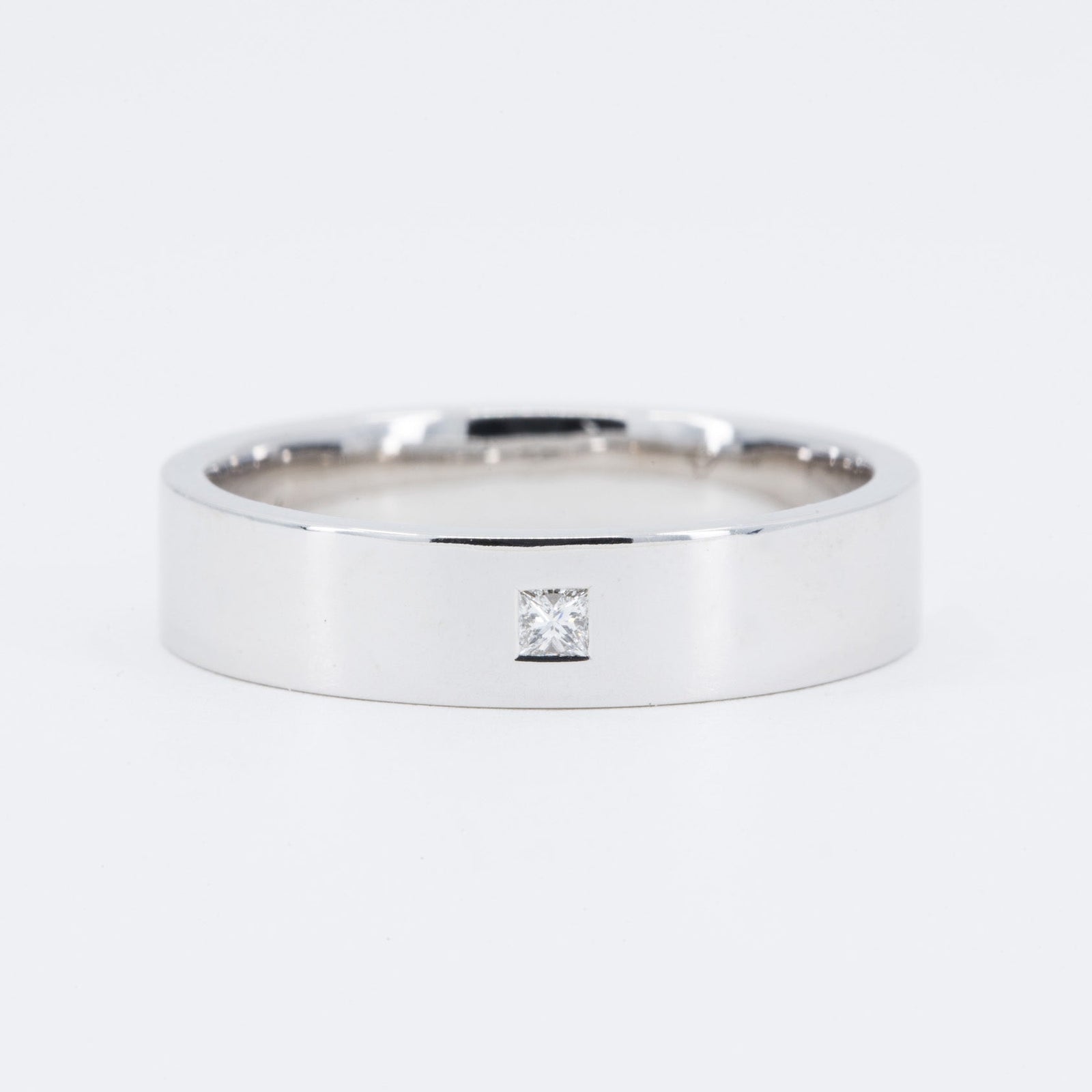 Ezra Men's Wedding Band with Princess Cut Diamond in 14K Yellow Gold