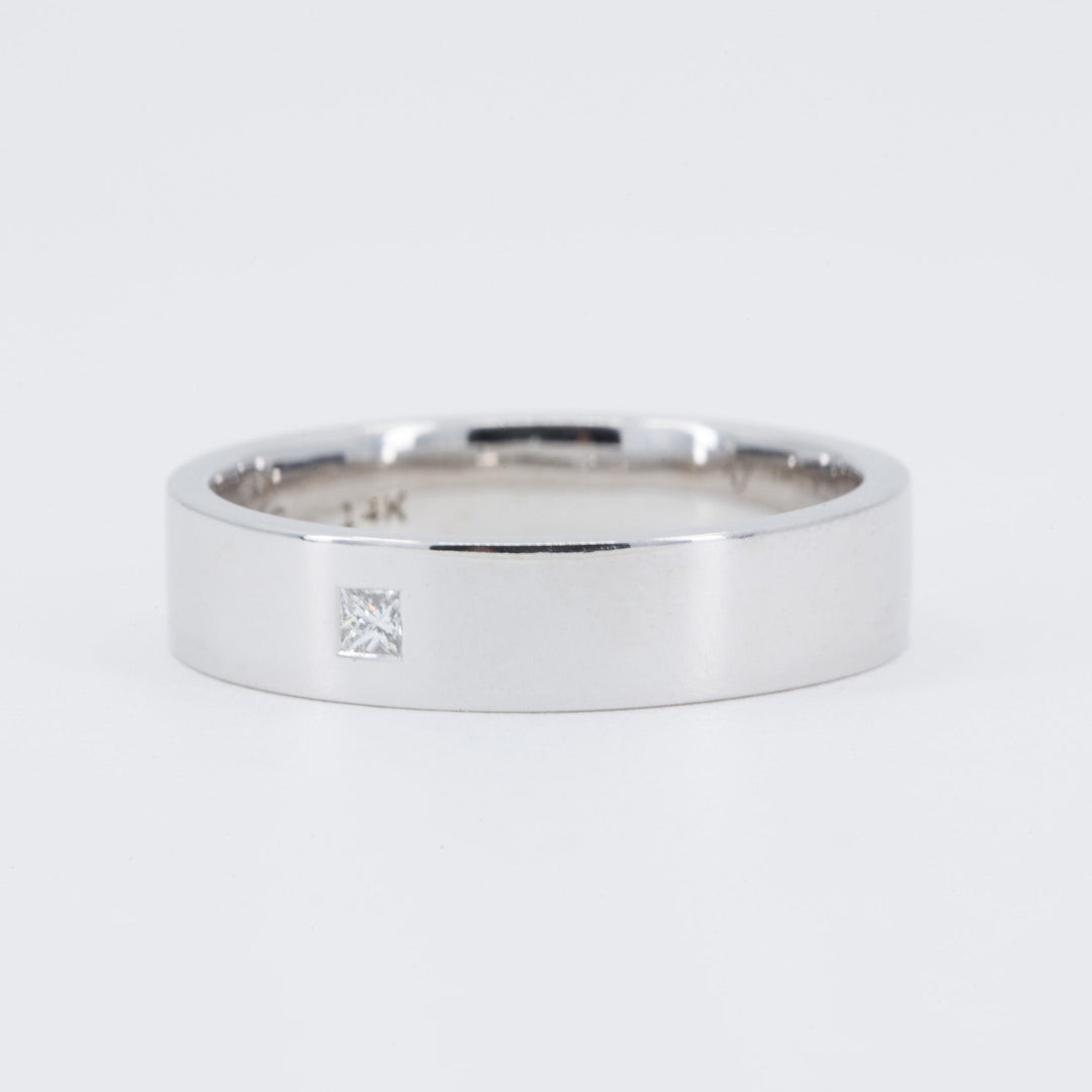 Ezra Men's Wedding Band with Princess Cut Diamond