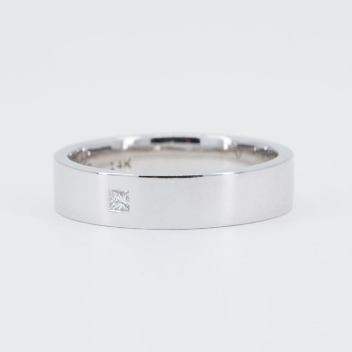 Ezra Men's Wedding Band with Princess Cut Diamond