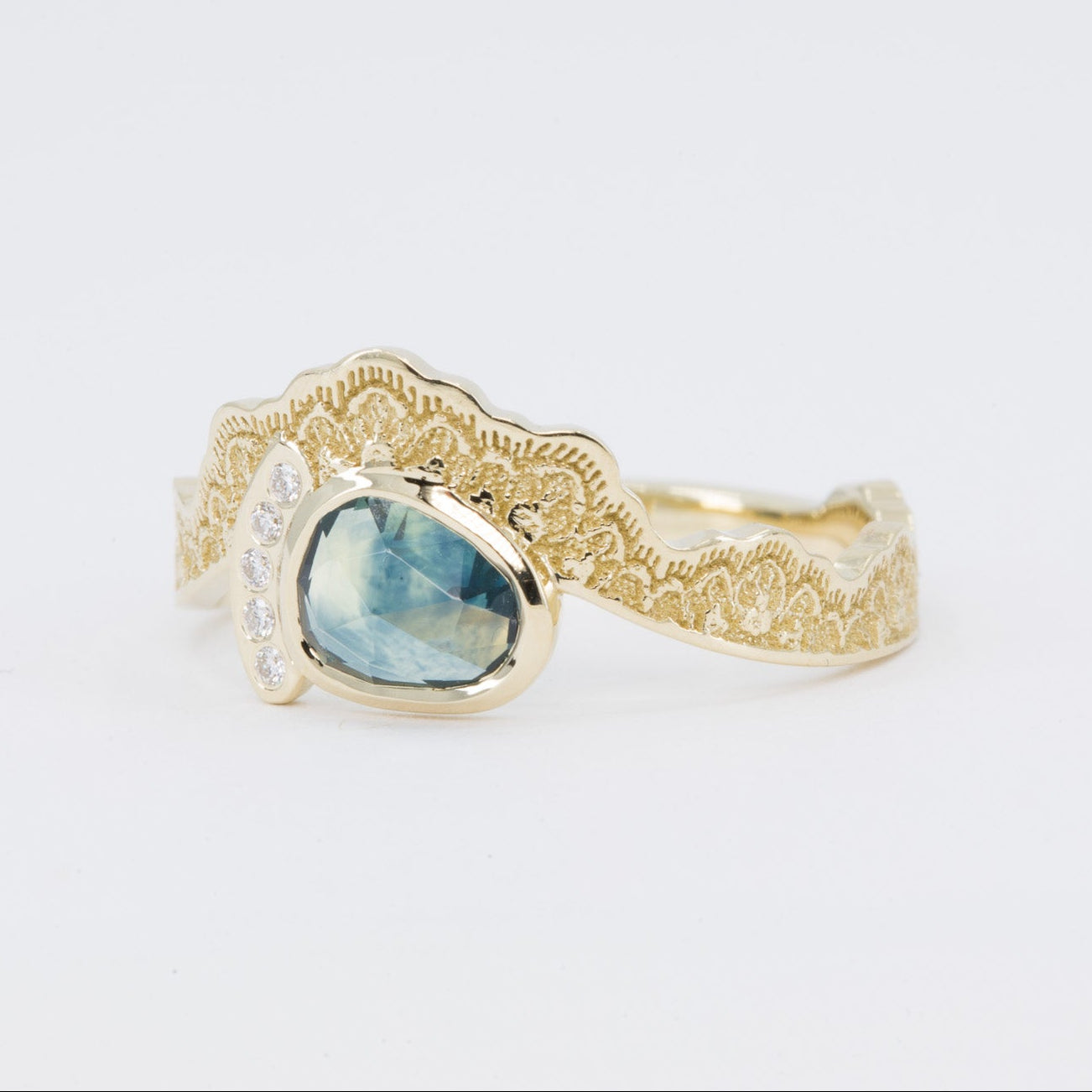 Anya Engagement Ring Setting in 14K Yellow Gold with diamond – view 2