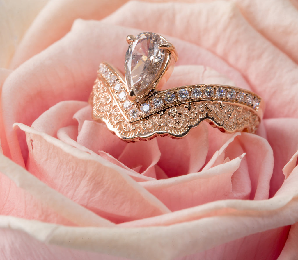 Rose Gold Lace Ring with 0.51 ct Champagne Diamond