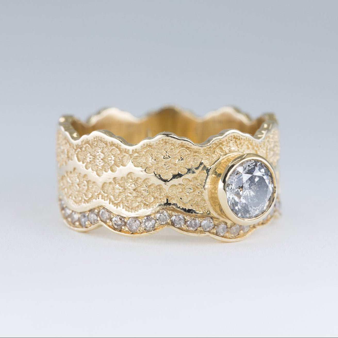 1/2 ct Salt and Pepper Diamond Engagement Ring in 14K Yellow Gold – view 2