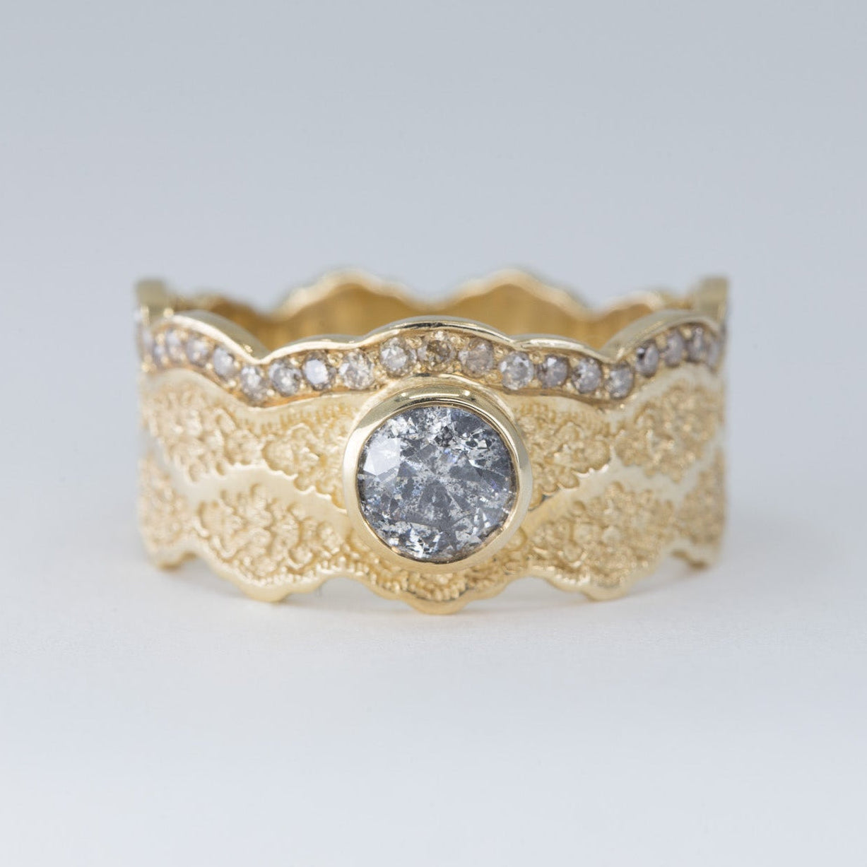 1/2 ct Salt and Pepper Diamond Engagement Ring in 14K Yellow Gold