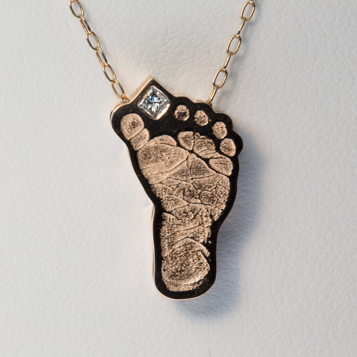 Custom Baby Footprint Pendant in Gold: Unique Keepsake