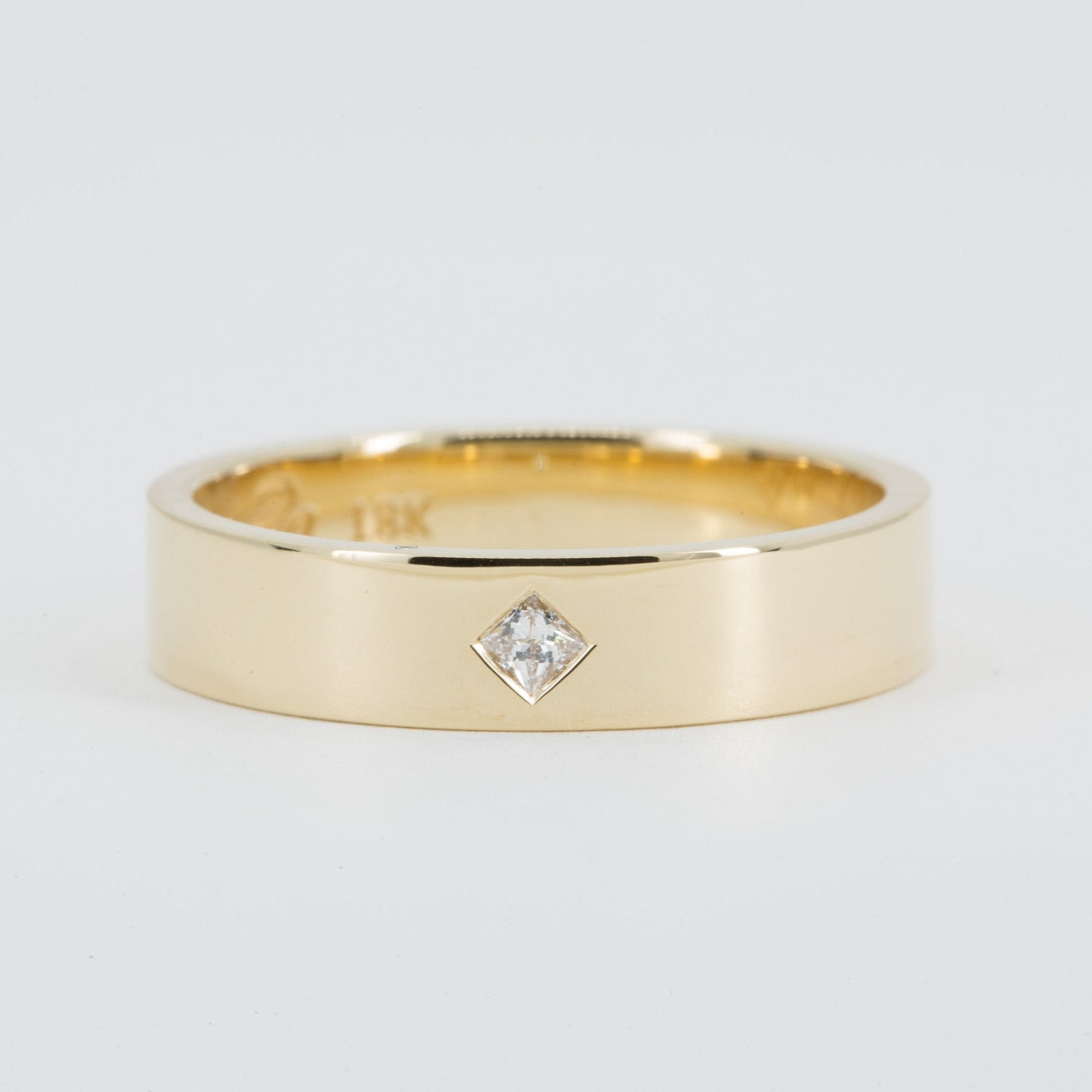 Theo Men's Wedding Band with Princess Cut Diamond in 14K Yellow Gold