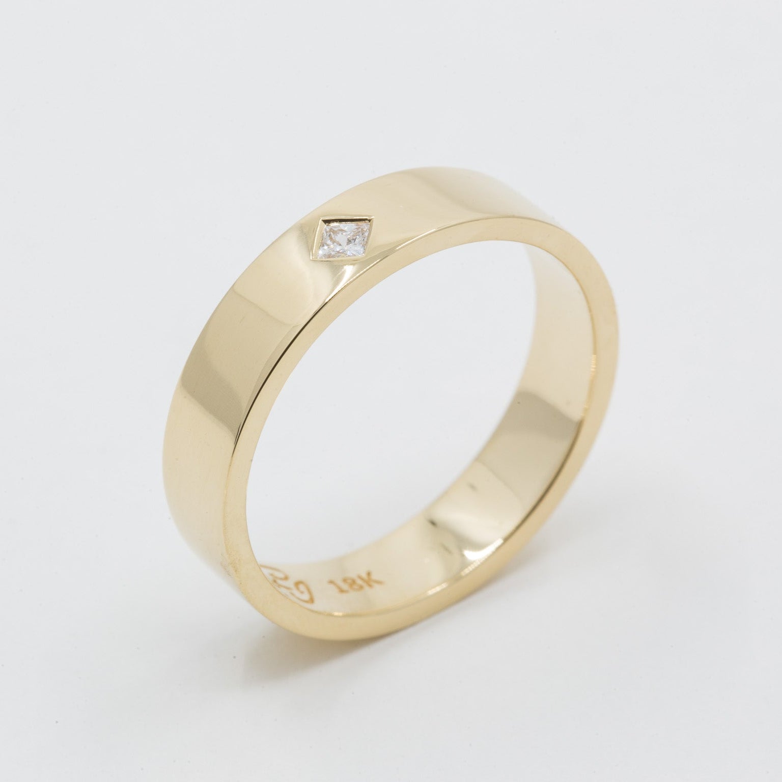 Theo Men's Wedding Band with Princess Cut Diamond in 14K Yellow Gold – view 2