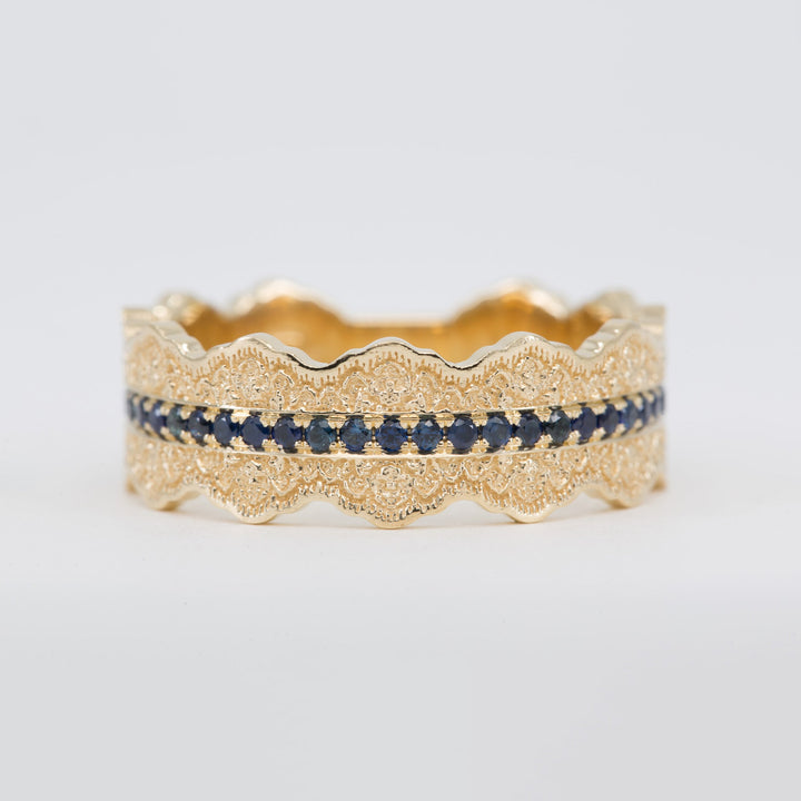 Esme Lace Wedding Ring with Eternity Blue Sapphires