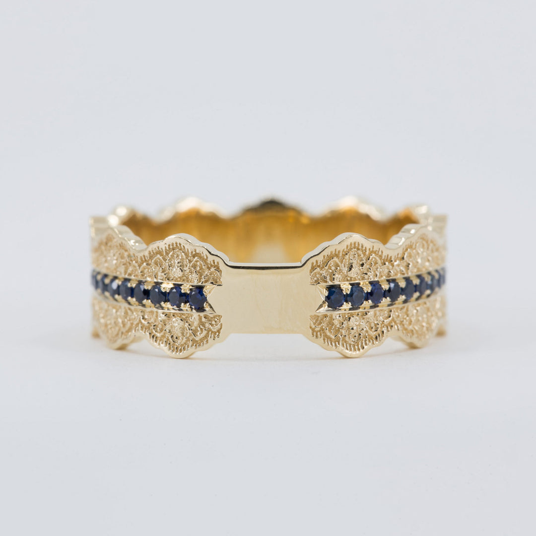 Esme Lace Wedding Ring with Eternity Blue Sapphires