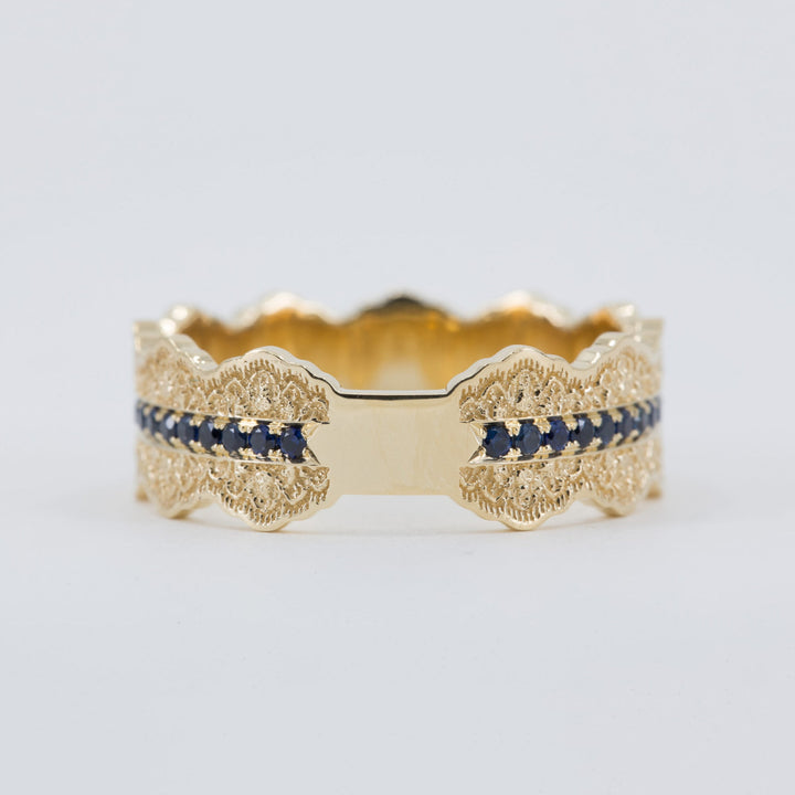 Esme Lace Wedding Ring with Eternity Blue Sapphires