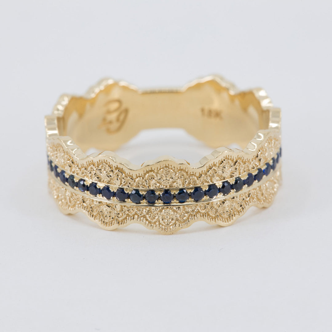 Esme Lace Wedding Ring with Eternity Blue Sapphires