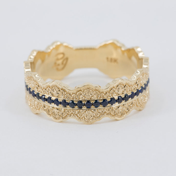 Esme Lace Wedding Ring with Eternity Blue Sapphires