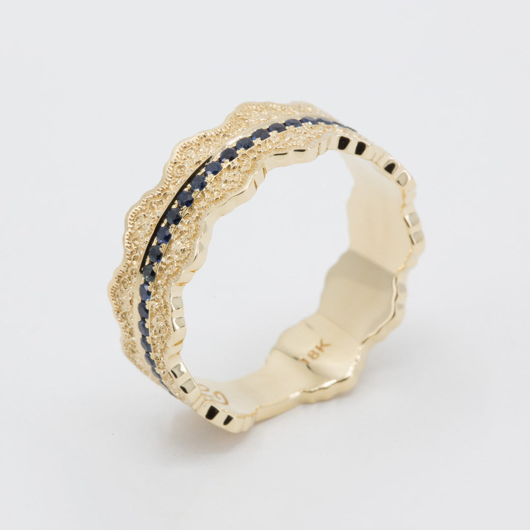 Esme Lace Wedding Ring with Eternity Blue Sapphires