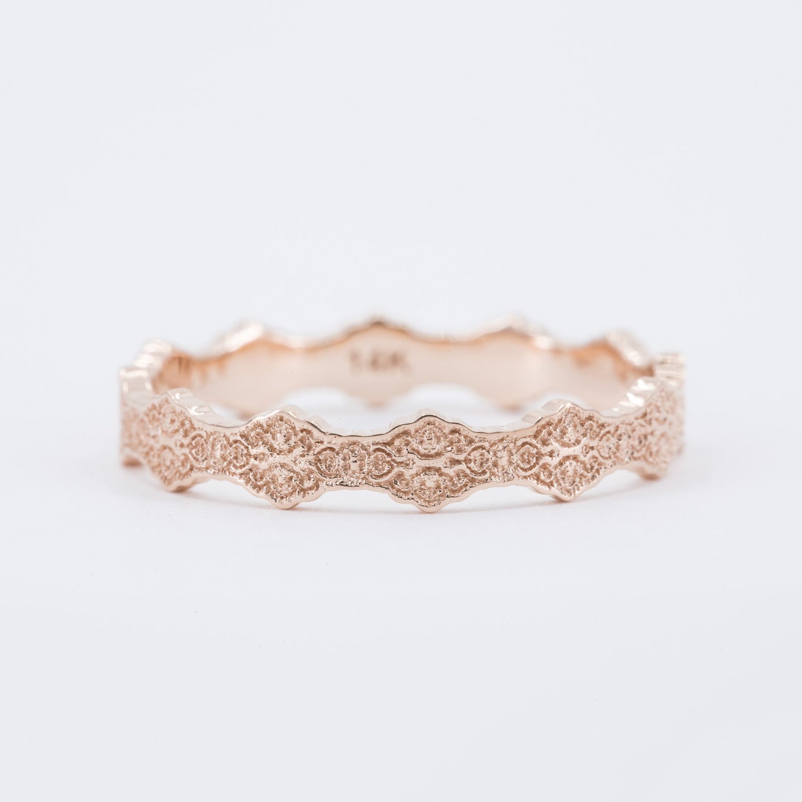 Celine Lace Wedding Ring in 14K Yellow Gold