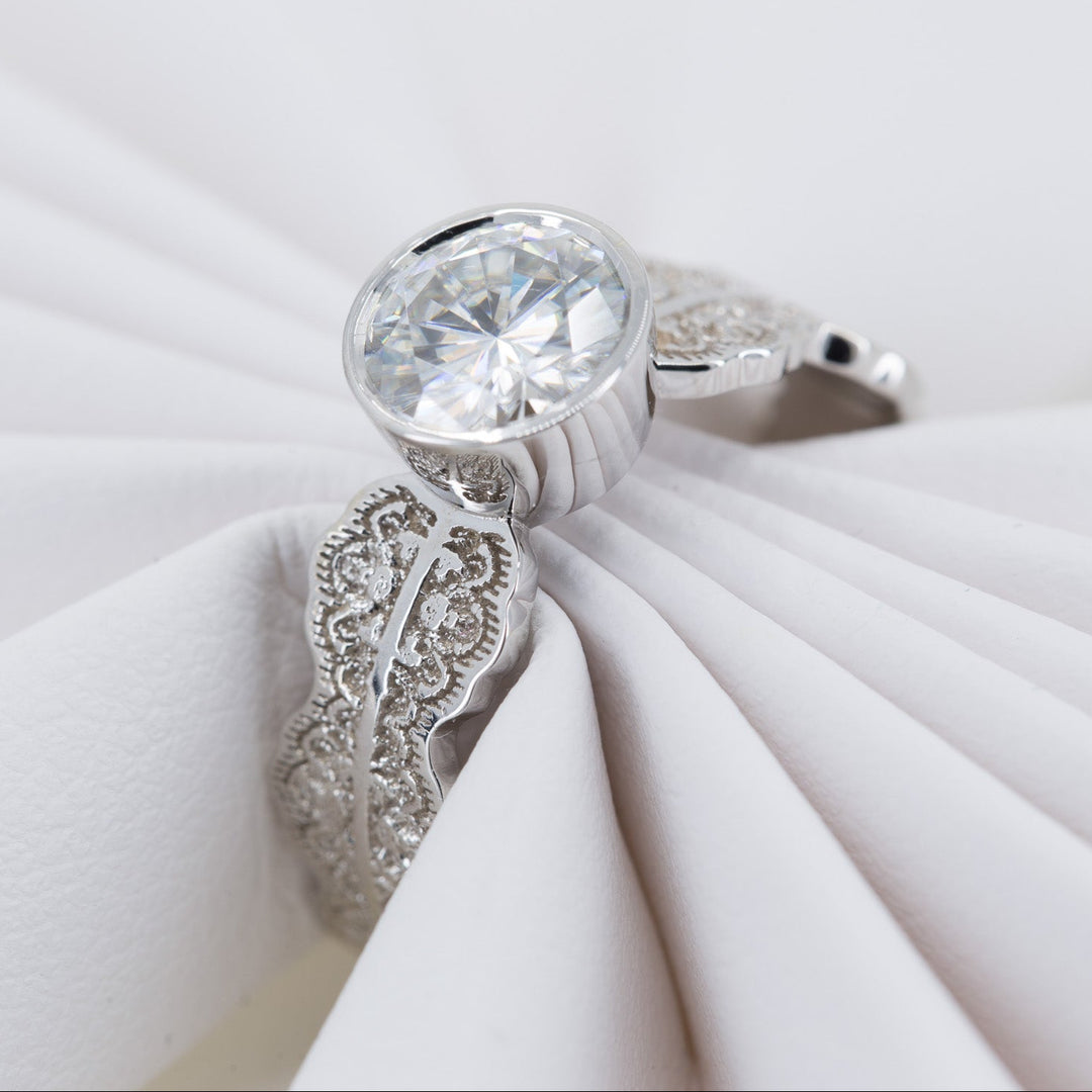 Esme Round Solitaire Lace Engagement Ring
