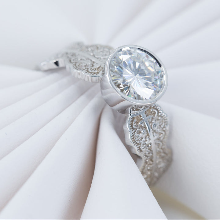 Esme Round Solitaire Lace Engagement Ring