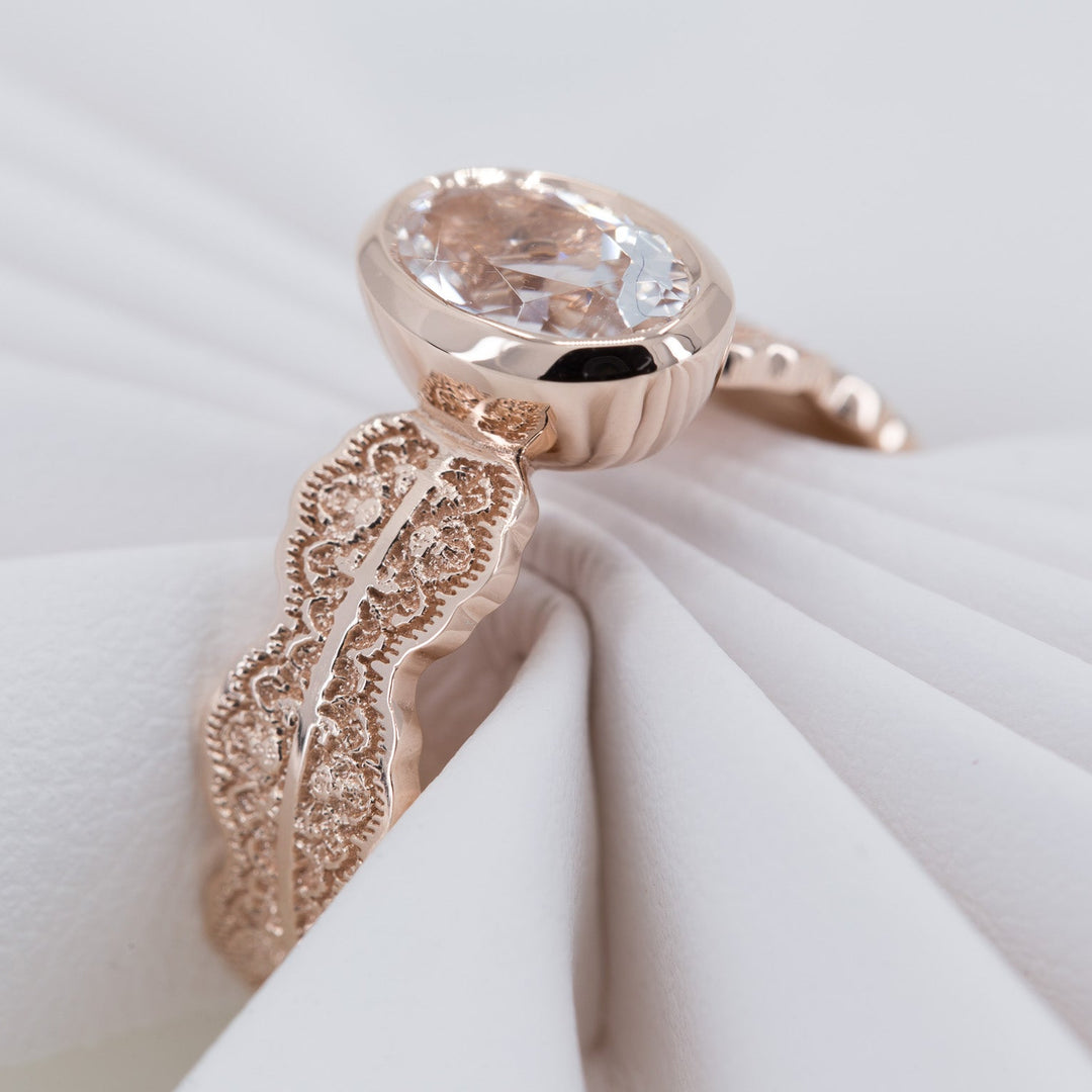 Esme Oval Solitaire Lace Engagement Ring