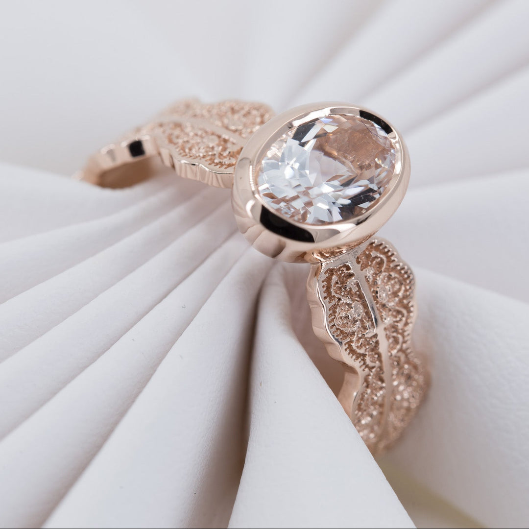 Esme Oval Solitaire Lace Engagement Ring