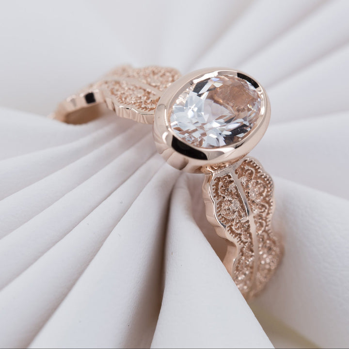 Esme Oval Solitaire Lace Engagement Ring