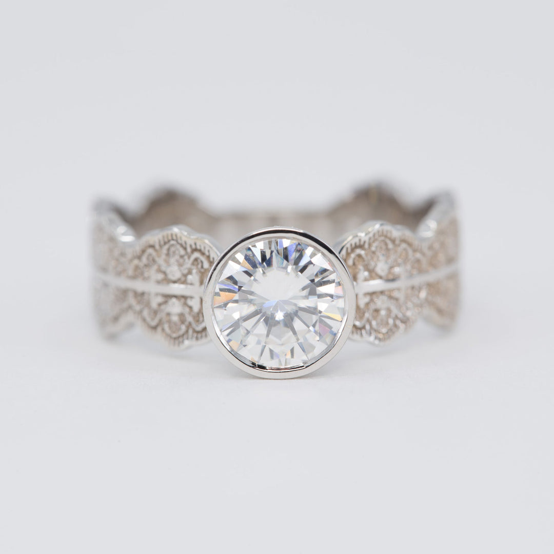 Esme Round Solitaire Lace Engagement Ring