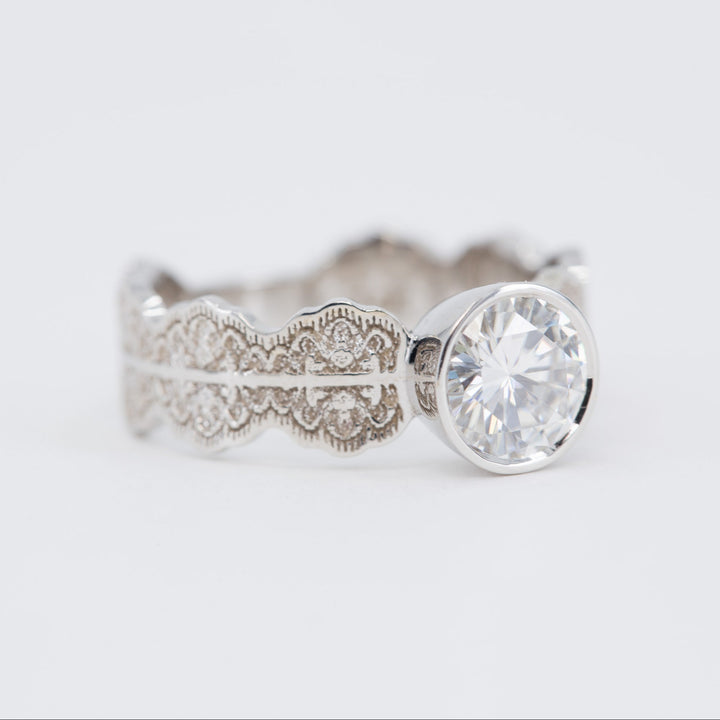 Esme Round Solitaire Lace Engagement Ring