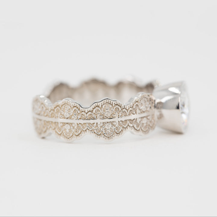 Esme Round Solitaire Lace Engagement Ring